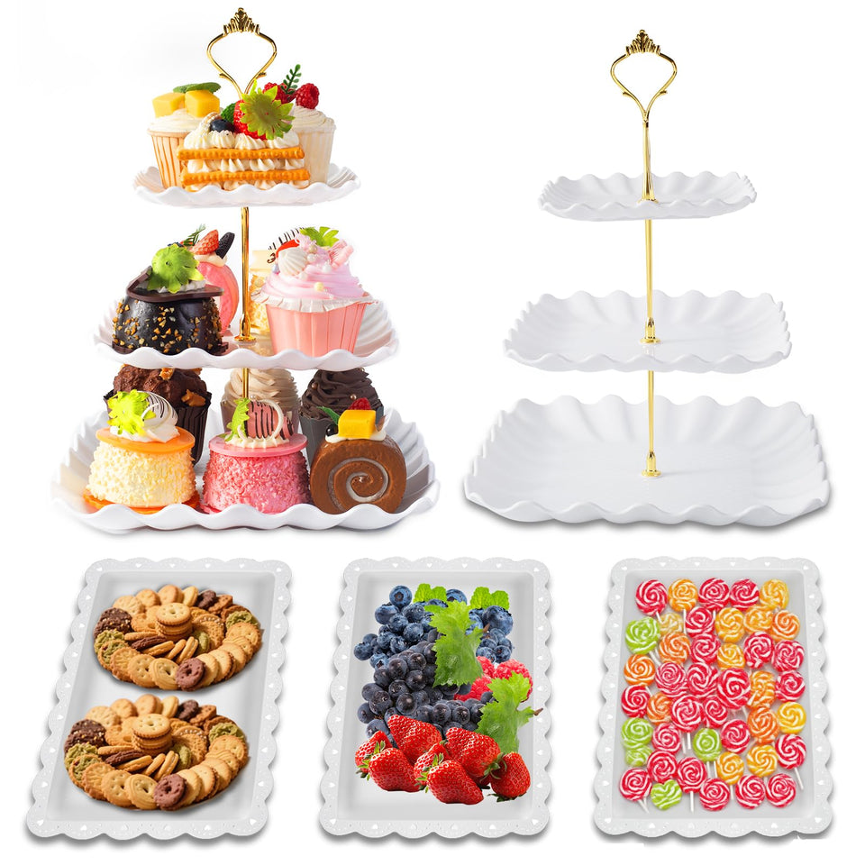 Wgbon dessert table 3-tier stand, white finish, ideal for elegant cupcake displays.