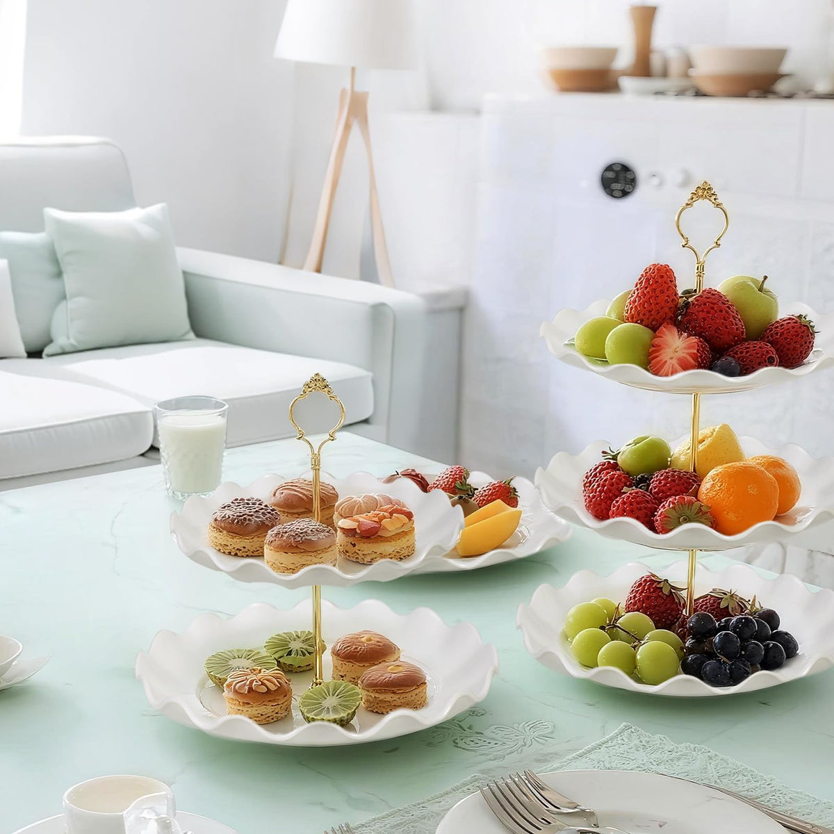 Wgbon rectangular dessert trays set, sturdy display for pastries and fruits at gatherings.