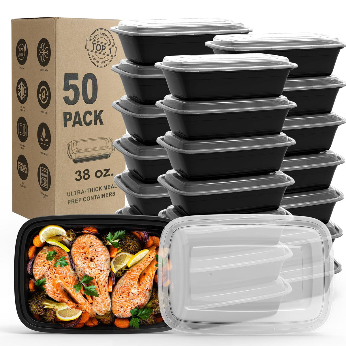 WGCC 38oz meal prep container with leak-proof lid for secure lunch storage