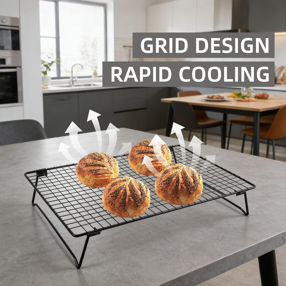 WGDJEMAX Sourdough Cooling Rack open-wire grid supports heavy loaves.