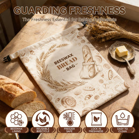 WGXY beeswax wrap shown covering bread for flexible storage.