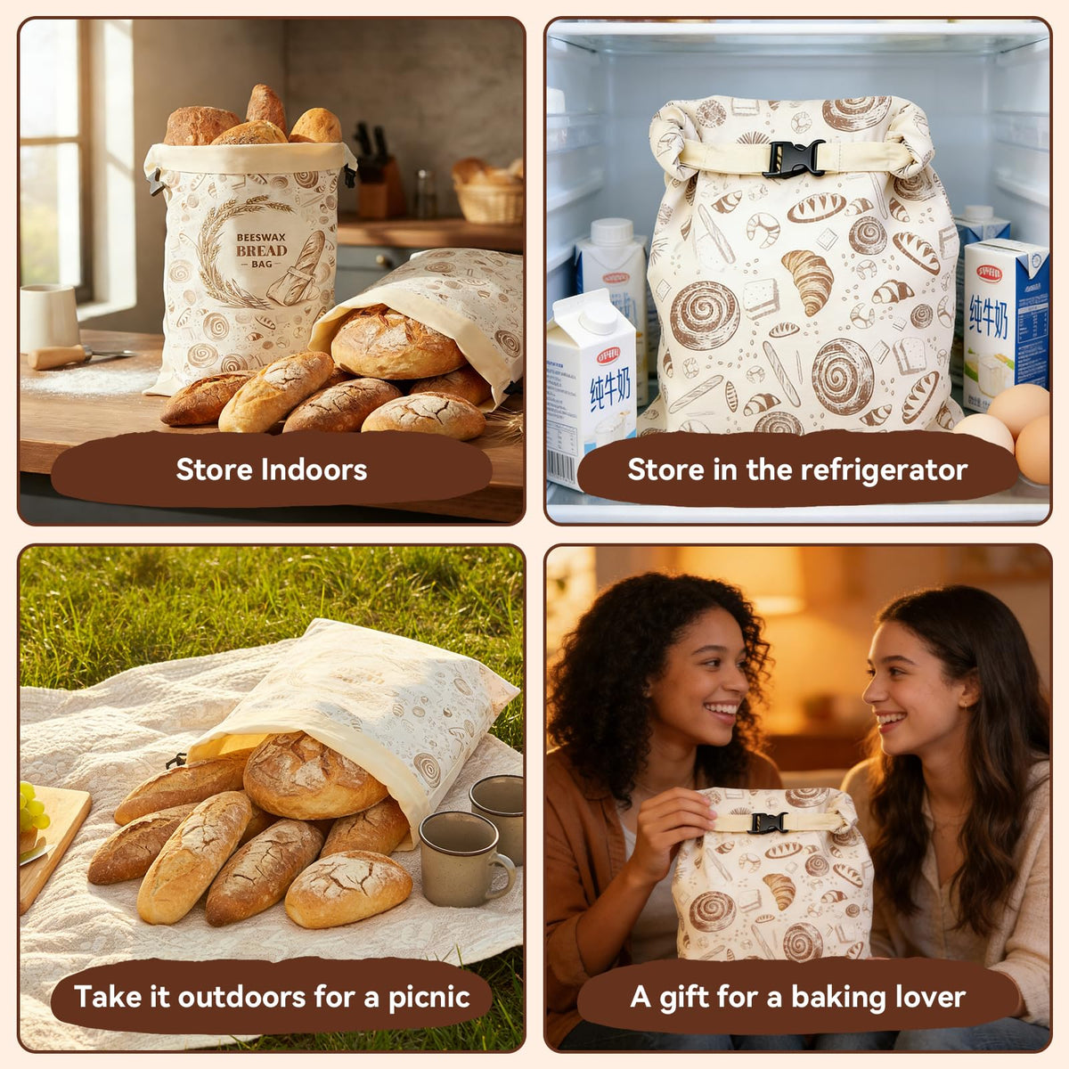 WGXY two-pack bread bags highlight durable, reusable design to reduce waste.