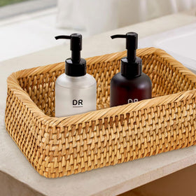 Whalehub natural rectangular rattan baskets handwoven texture adds warm charm to shelves.