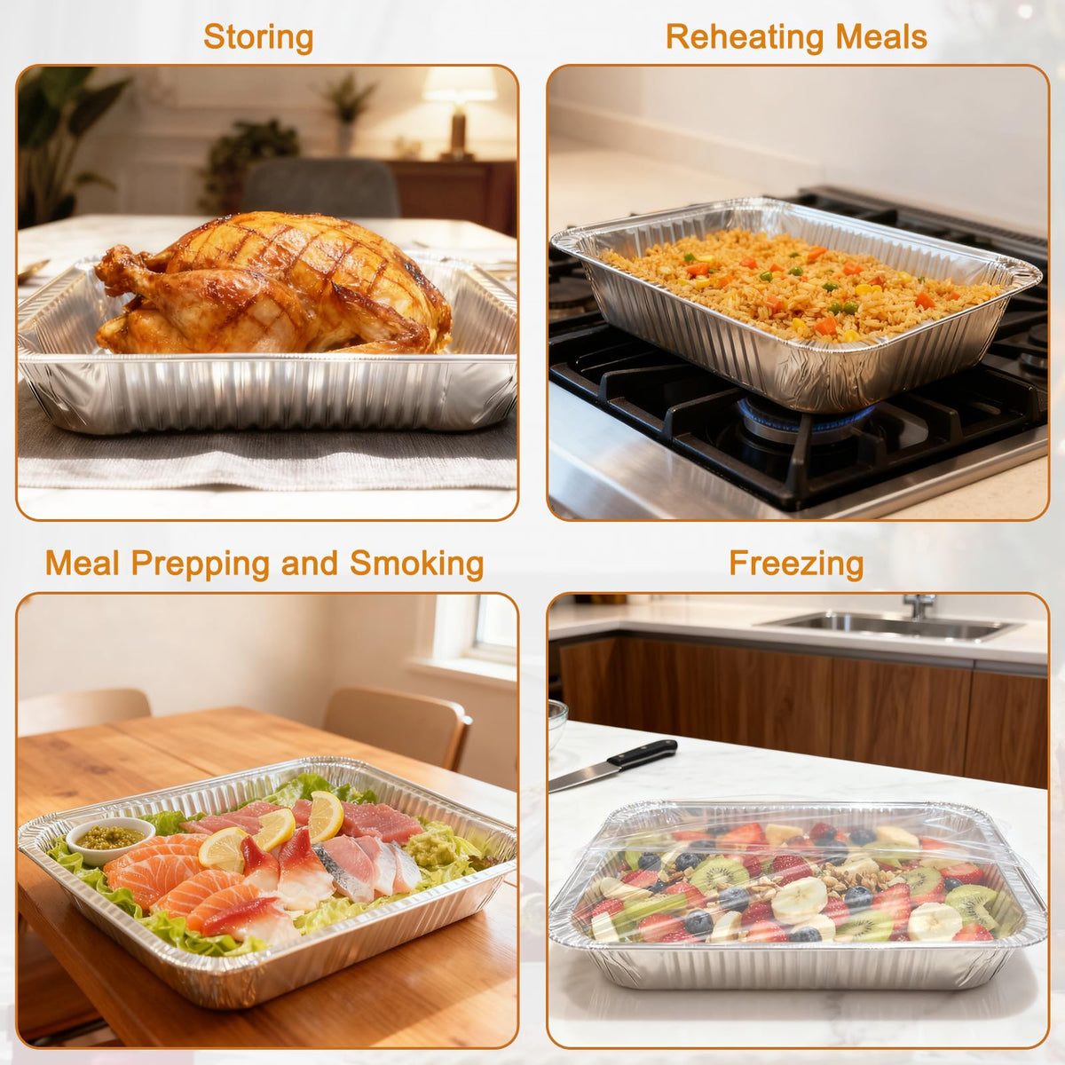 Whaleme foil pans used as serving trays at events.
