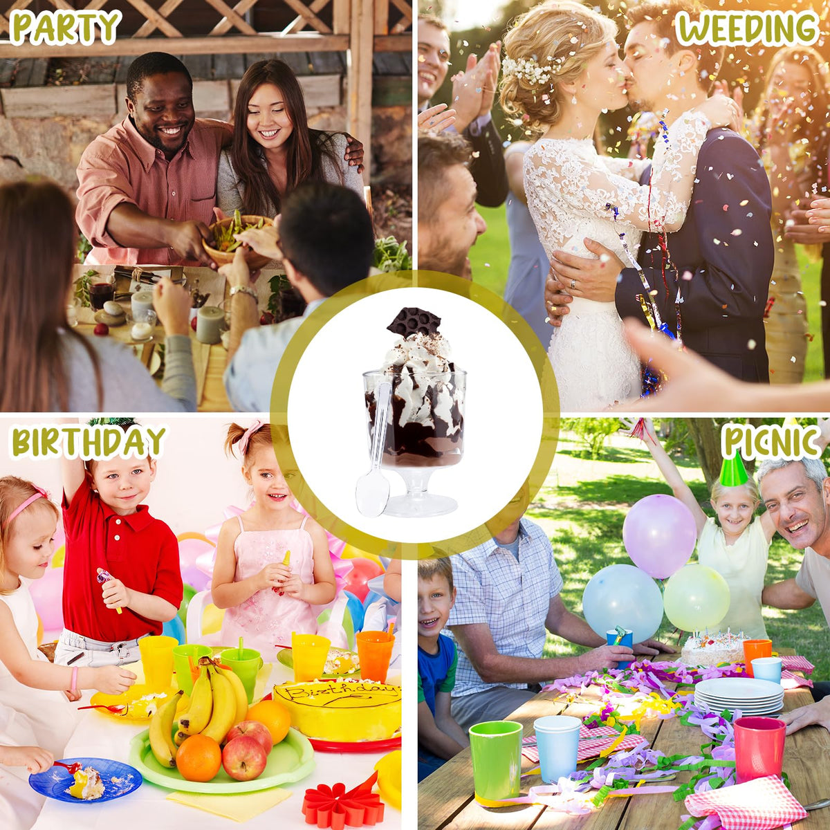 Whaline 100-count dessert cup pack for large gatherings