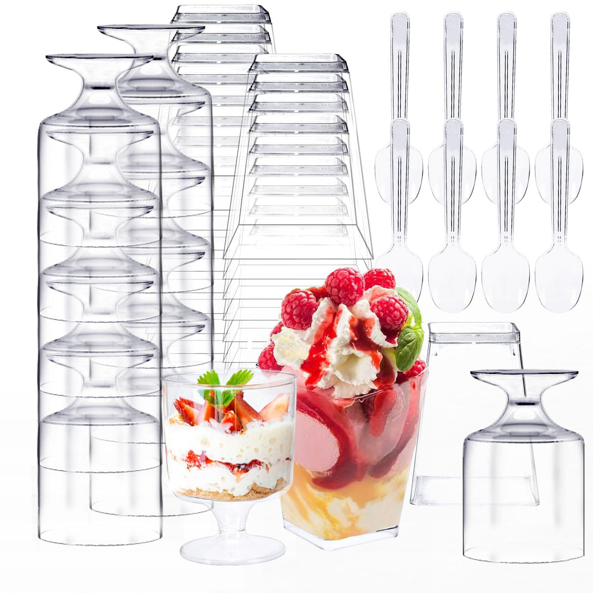 Whaline 5oz goblet dessert cups, clear for elegant party servings