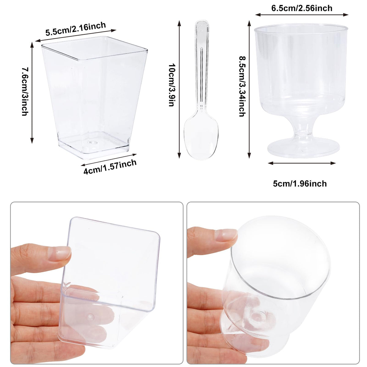 Whaline 5oz square dessert cups, clear for stylish portions