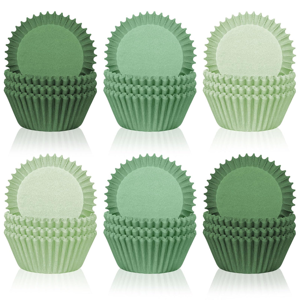 Whaline gradient green cupcake liners pack for vibrant party desserts.