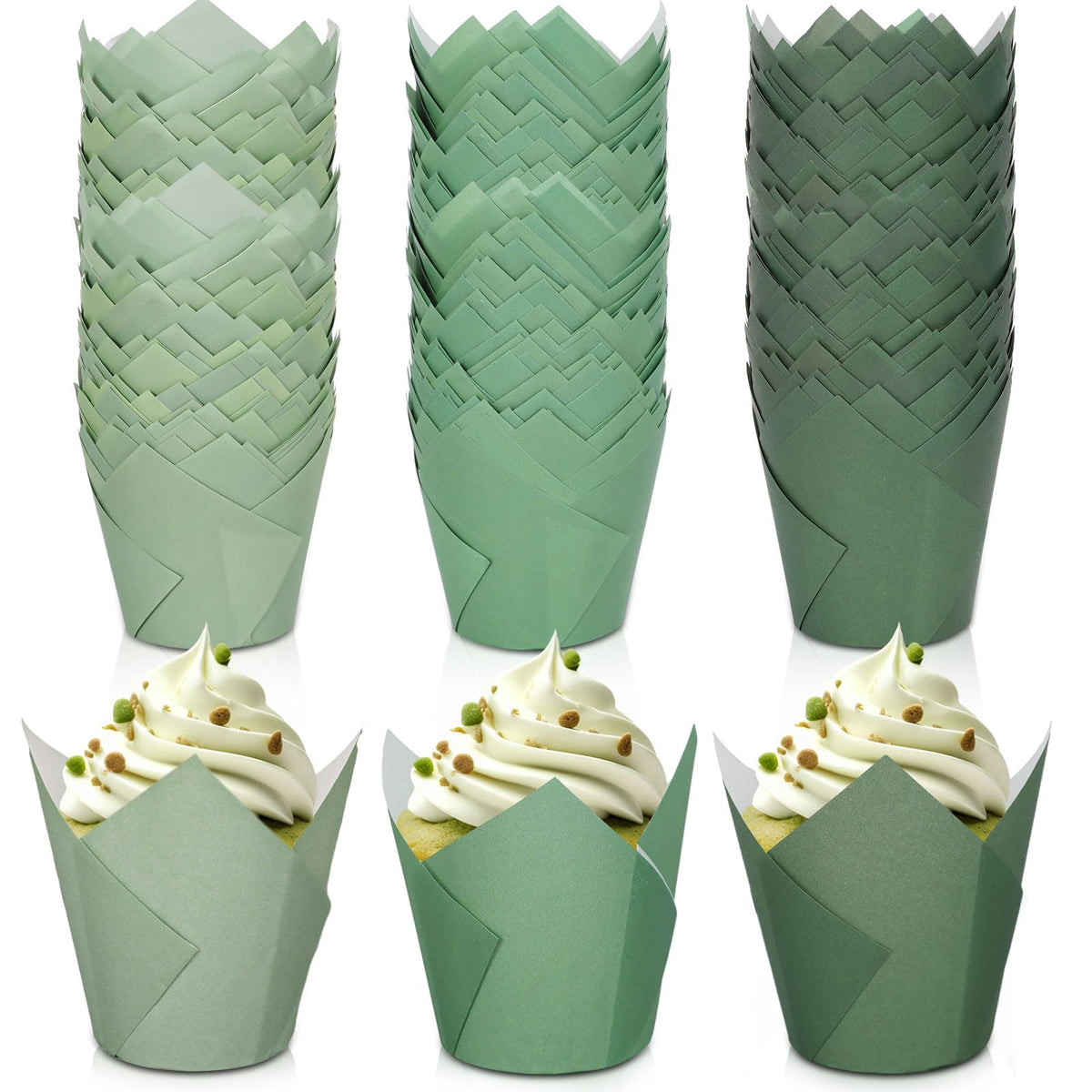 Whaline gradient green tulip cupcake liners for elegant party treats