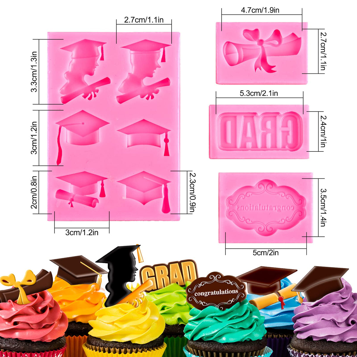 Whaline graduation molds grad letters great for themed cupcakes and candies