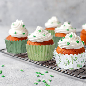 Whaline greenery liners enhance wedding and party dessert presentation.