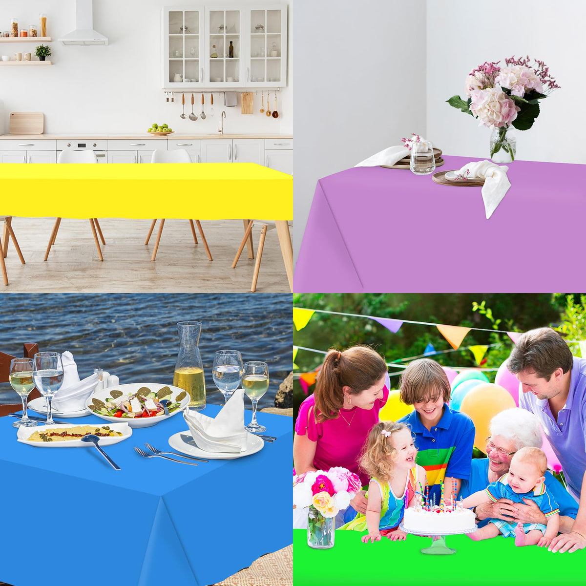 Whaline neon tablecloth six-color pack enabling versatile decor options