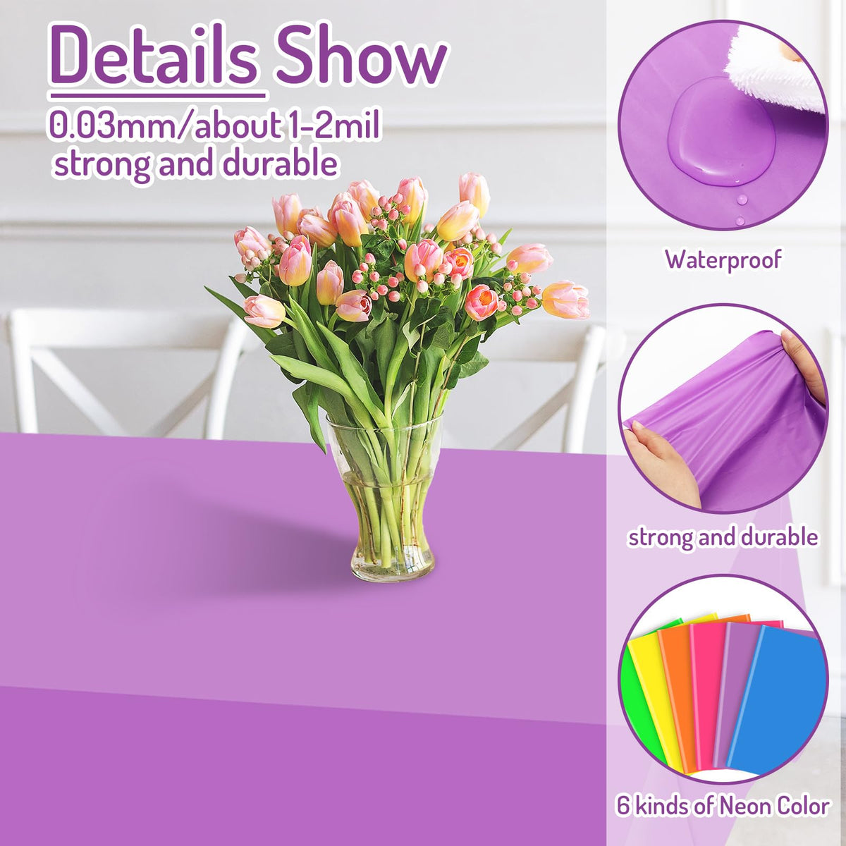 Whaline neon tablecloth yellow brightening events and surface protection