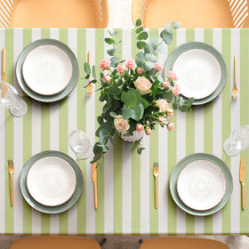 Whaline easy-care reusable tablecloth for quick cleanup.