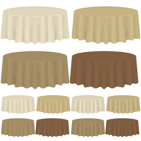 Whaline round 84-inch gradient brown tablecloth for fall table decor.