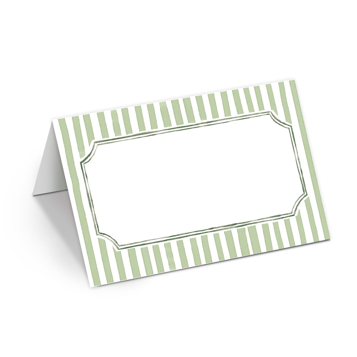 Whaline sage green place cards with stripes for elegant table seating