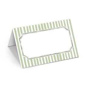 Whaline sage green place cards with stripes for elegant table seating