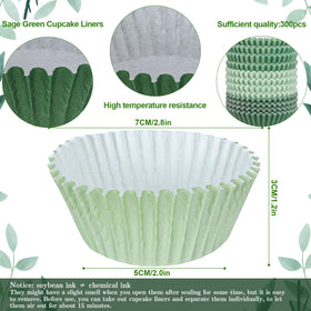Whaline Sage Green wedding cupcake liners elevate bridal dessert tables.