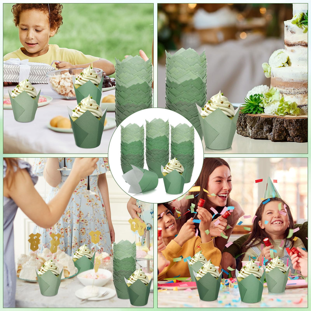 Whaline wedding and baby shower liners enhance dessert tables
