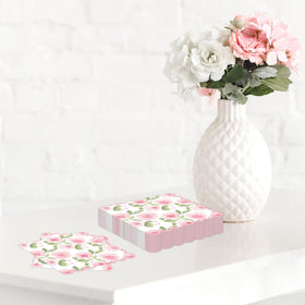 Whaline wedding table decor napkins with rose motif