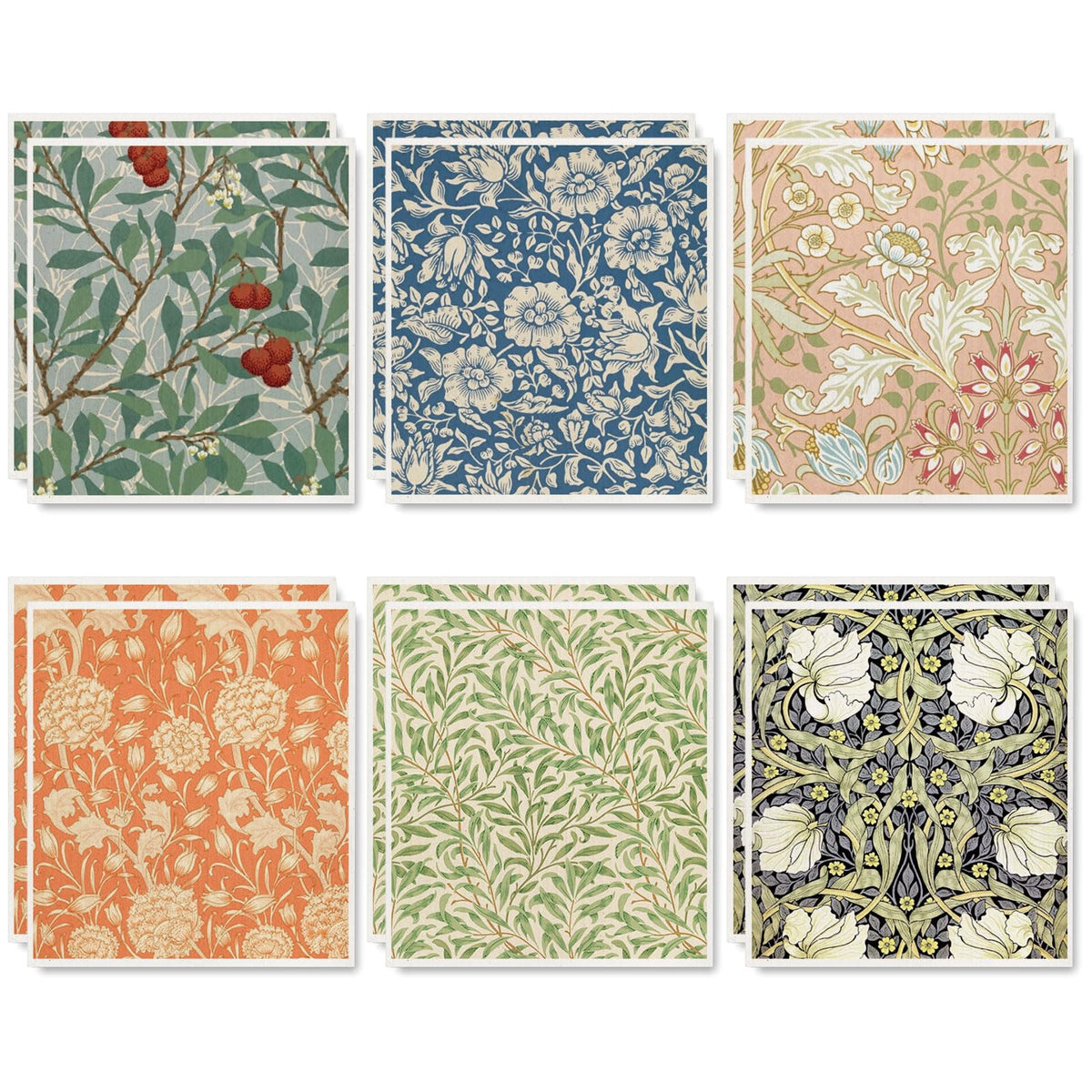 Whaline William Morris dishcloths with floral pattern, ideal for quick kitchen drying.