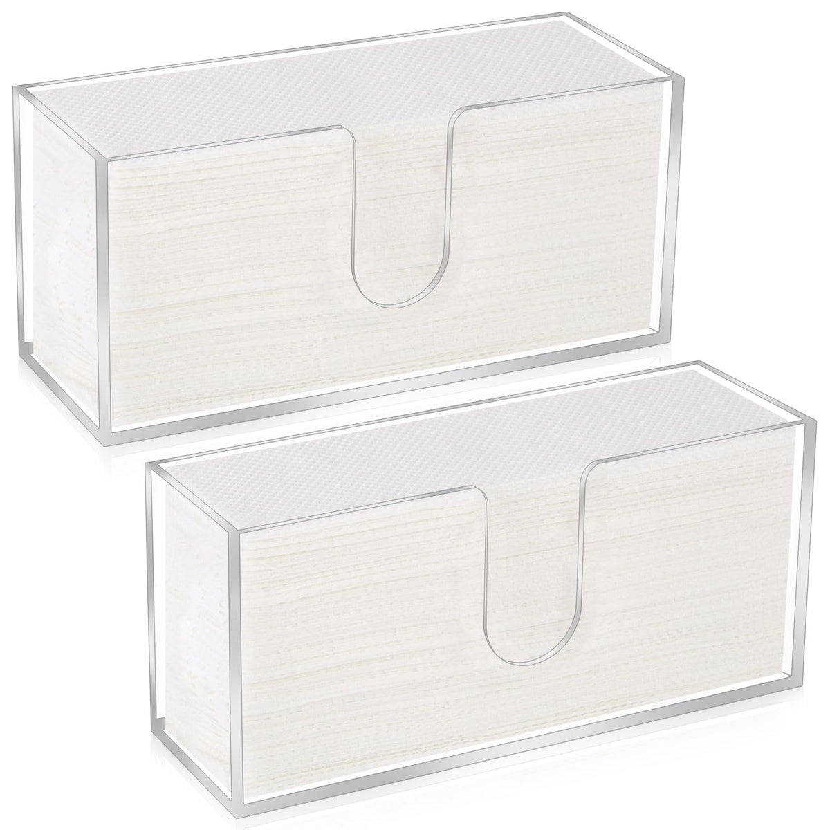 Whdiystella acrylic paper towel dispenser pair on a clean countertop for quick access