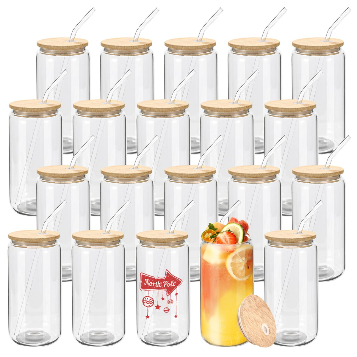 WHEATHUSK 16oz glass cups with beer-can design for entertaining beverages
