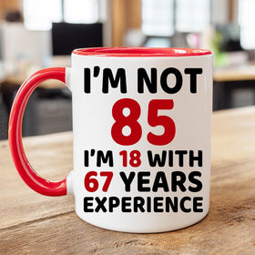 WHIDOBE 85th mug in hand ready for coffee or tea.