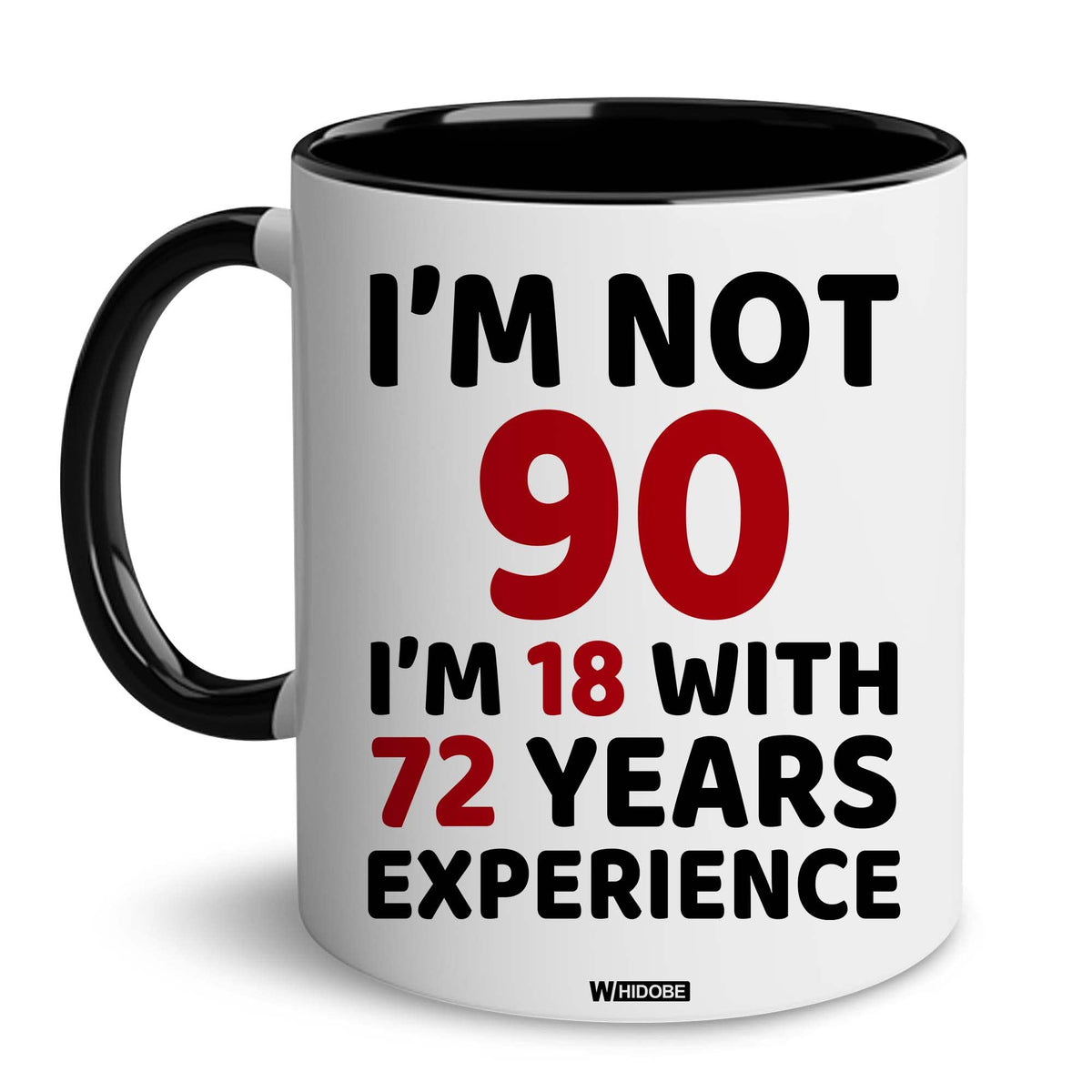 WHIDOBE 90th birthday mug design close-up highlighting timeless keepsake for the milestone
