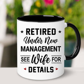 WHIDOBE retirement mug under new management playful design