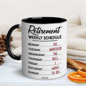 WHIDOBE retirement mug handle closeup, showcasing durable ceramic for everyday use.