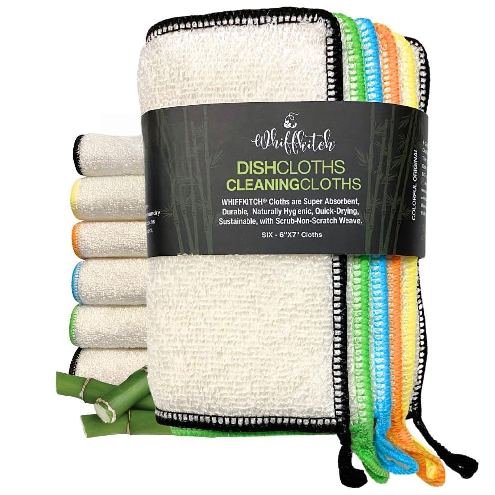 Whiffkitch dishcloths 9x9-6pack ready for quick kitchen cleanup.