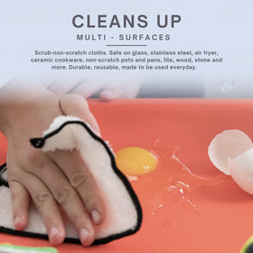Whiffkitch plush 2-ply weave image demonstrates non-scratch surface scrubbing.
