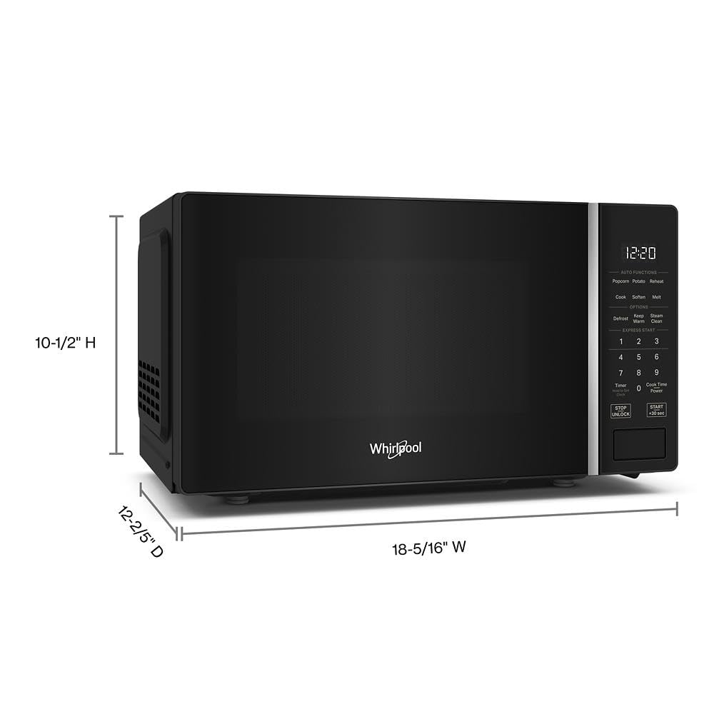 Whirlpool WMCS3018RB dishwasher-safe turntable plate for easy cleanup