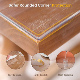 Whirltique cut-to-fit table cover shown trimmed to suit a kitchen or dining table