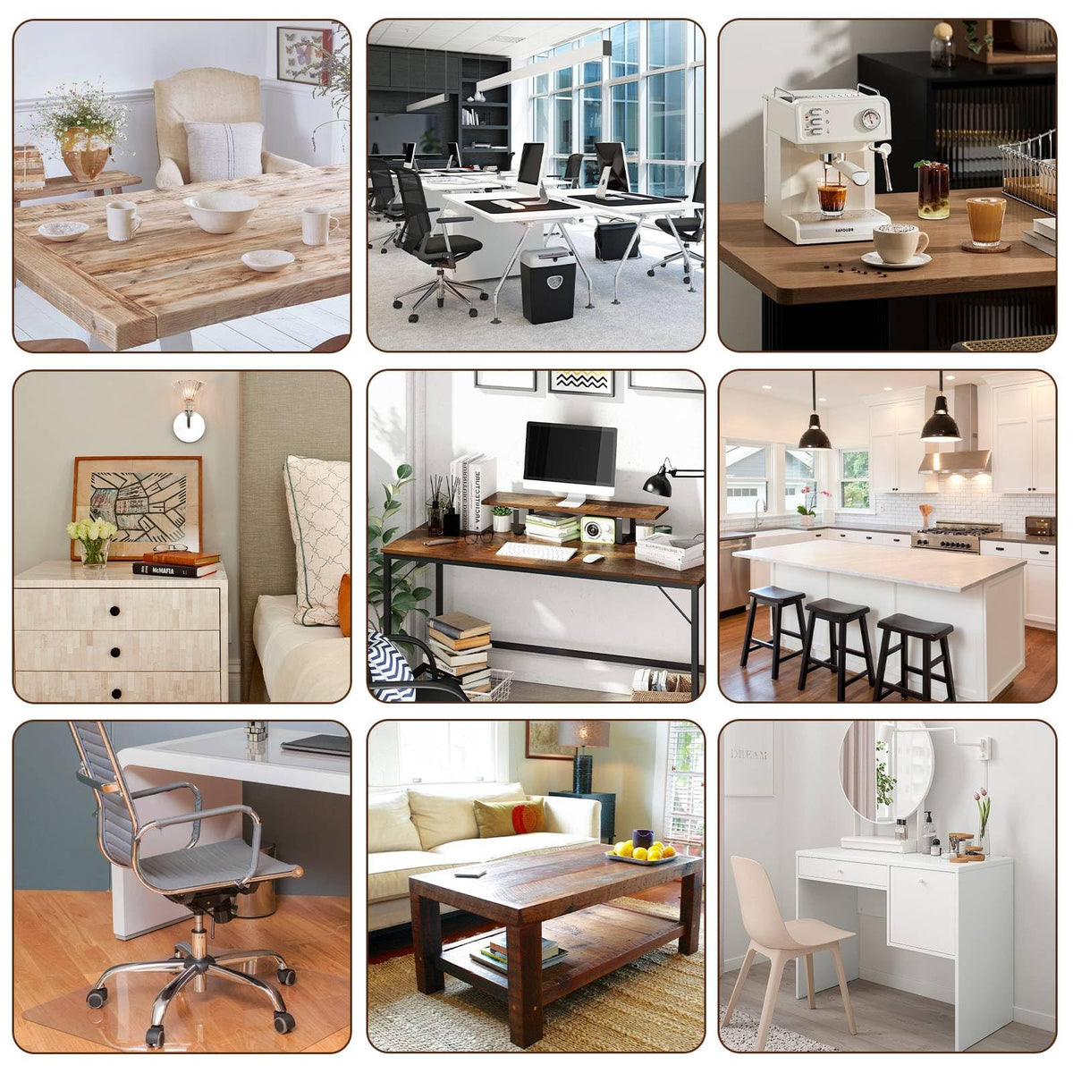 Whirltique dining and office protector guards wood, glass, and stone surfaces