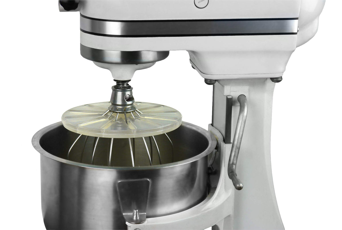 Whisk Wiper Pro on KitchenAid lift-bowl mixer with 6-wire whisk keeps the bowl clean.