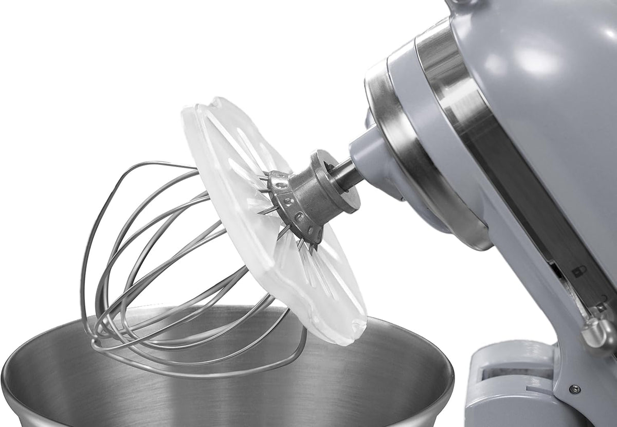 Whisk Wiper PRO cleans whisk and bowl for a mess-free counter.