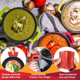 WhistenFla non-slip handle grip on cookware for secure lifting.