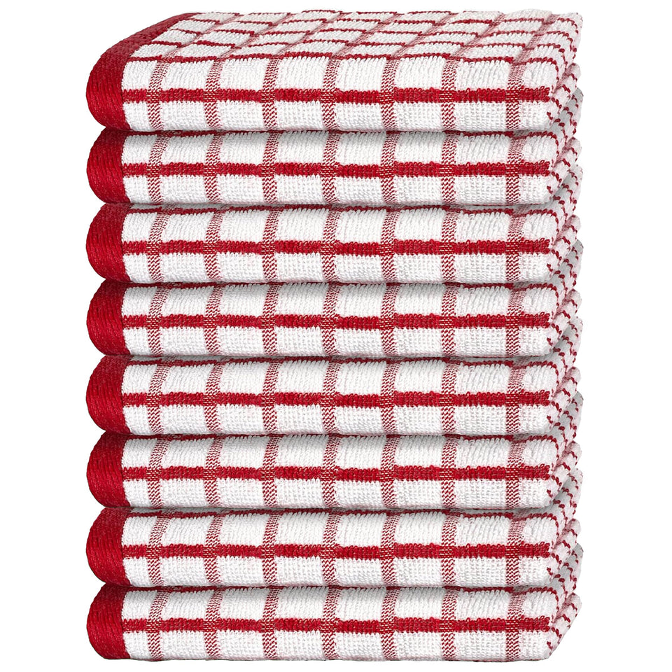 White Classic premium dish towels red 8-pack ready for daily use
