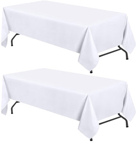 White Classic WEALUXE 2-pack tablecloth on a 4ft folding table for a clean dining setup.