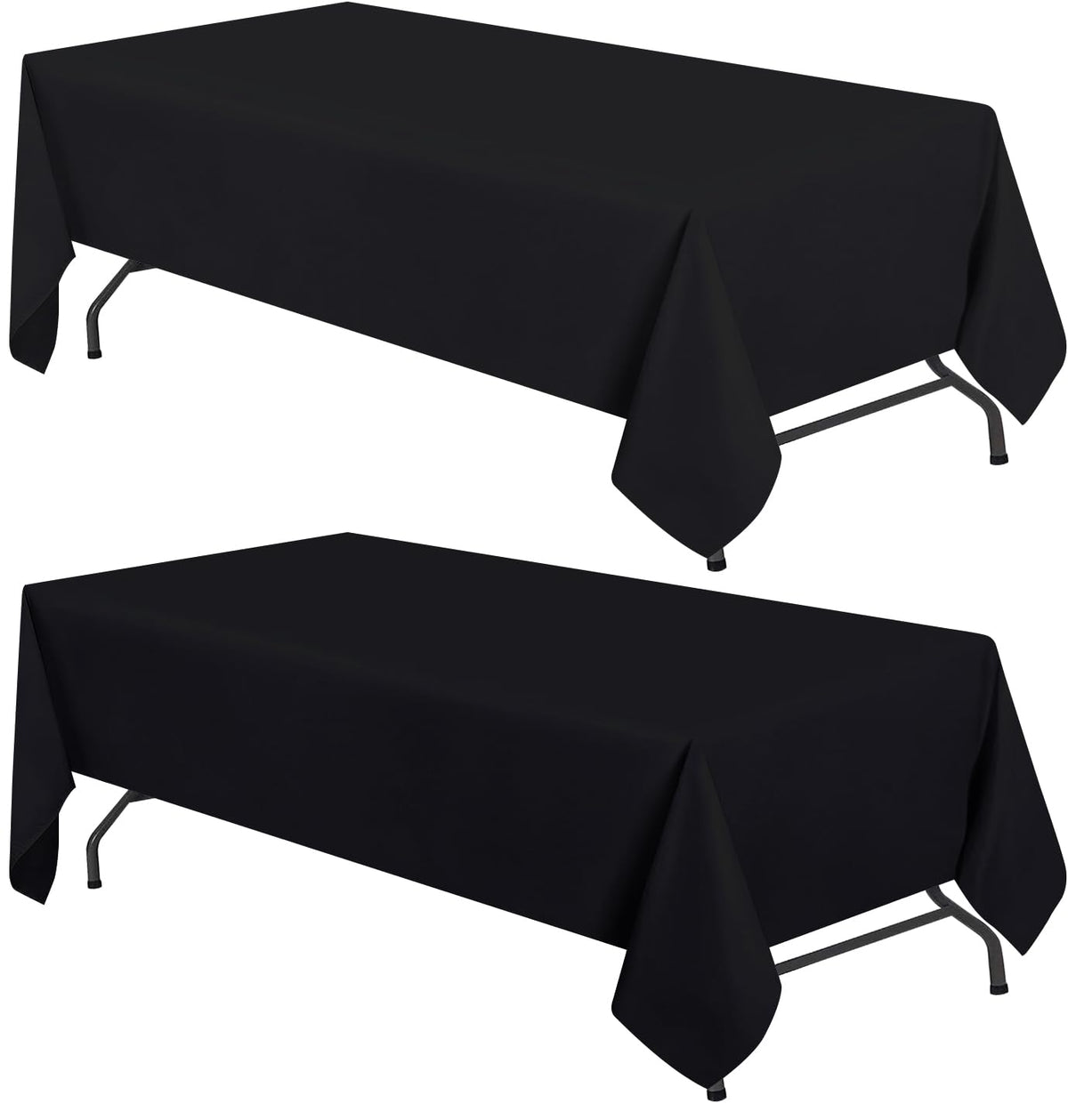 White Classic WEALUXE black tablecloth draped over a 6ft folding table for a polished setup
