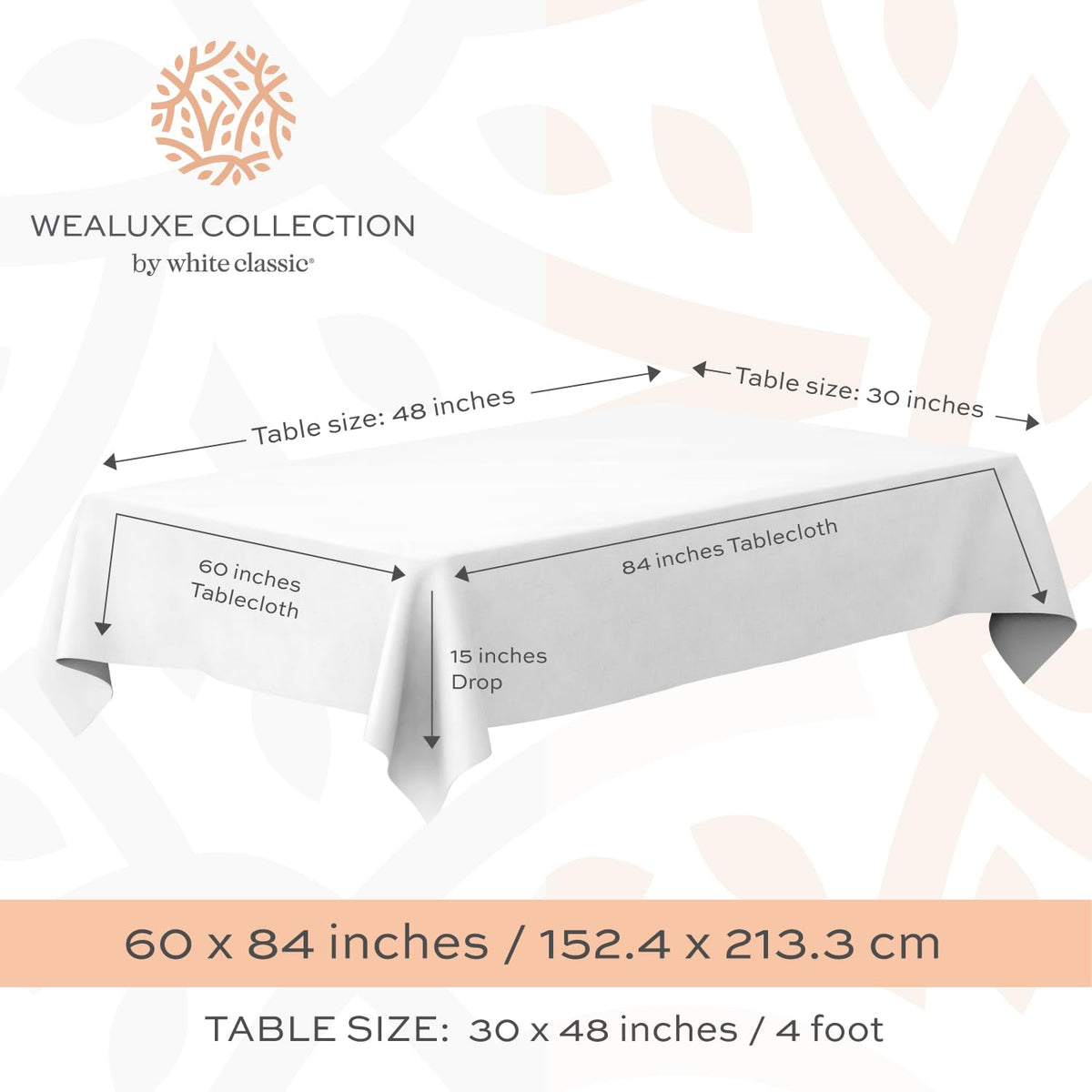 Closeup of WEALUXE wrinkle-free fabric showing a smooth white finish.