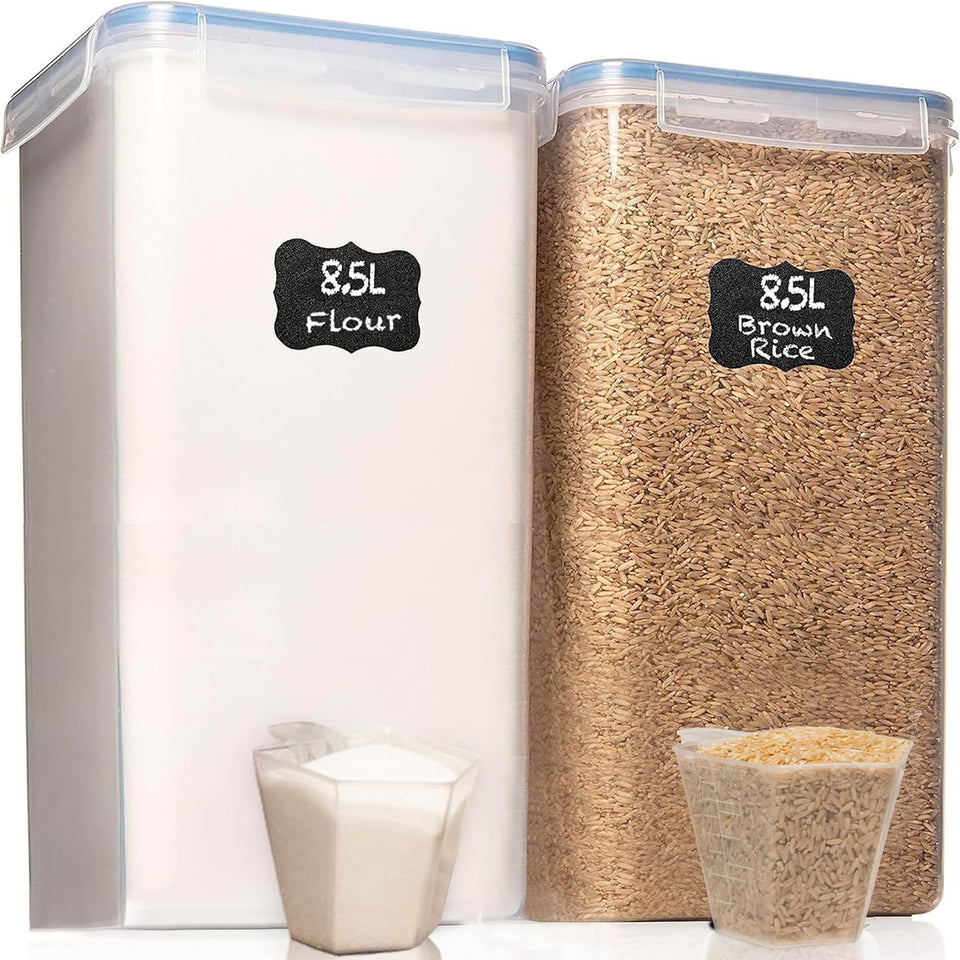 White Feather Supplies flour storage container 2pc with 8.5L capacity for bulk staples