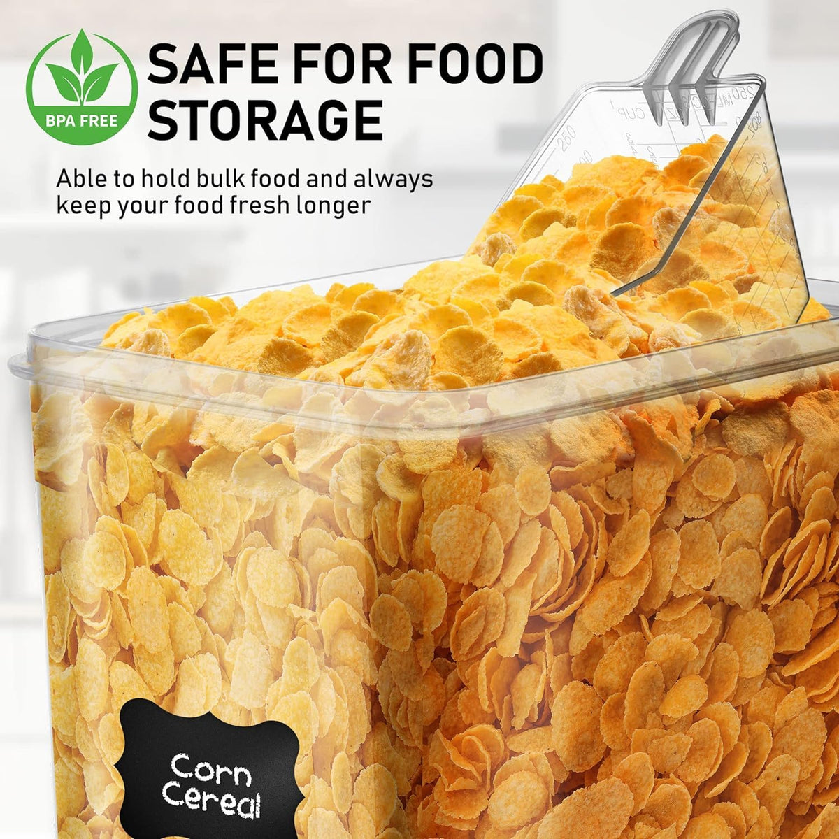 White Feather Supplies BPA-free plastic keeps foods safe for long-term storage.