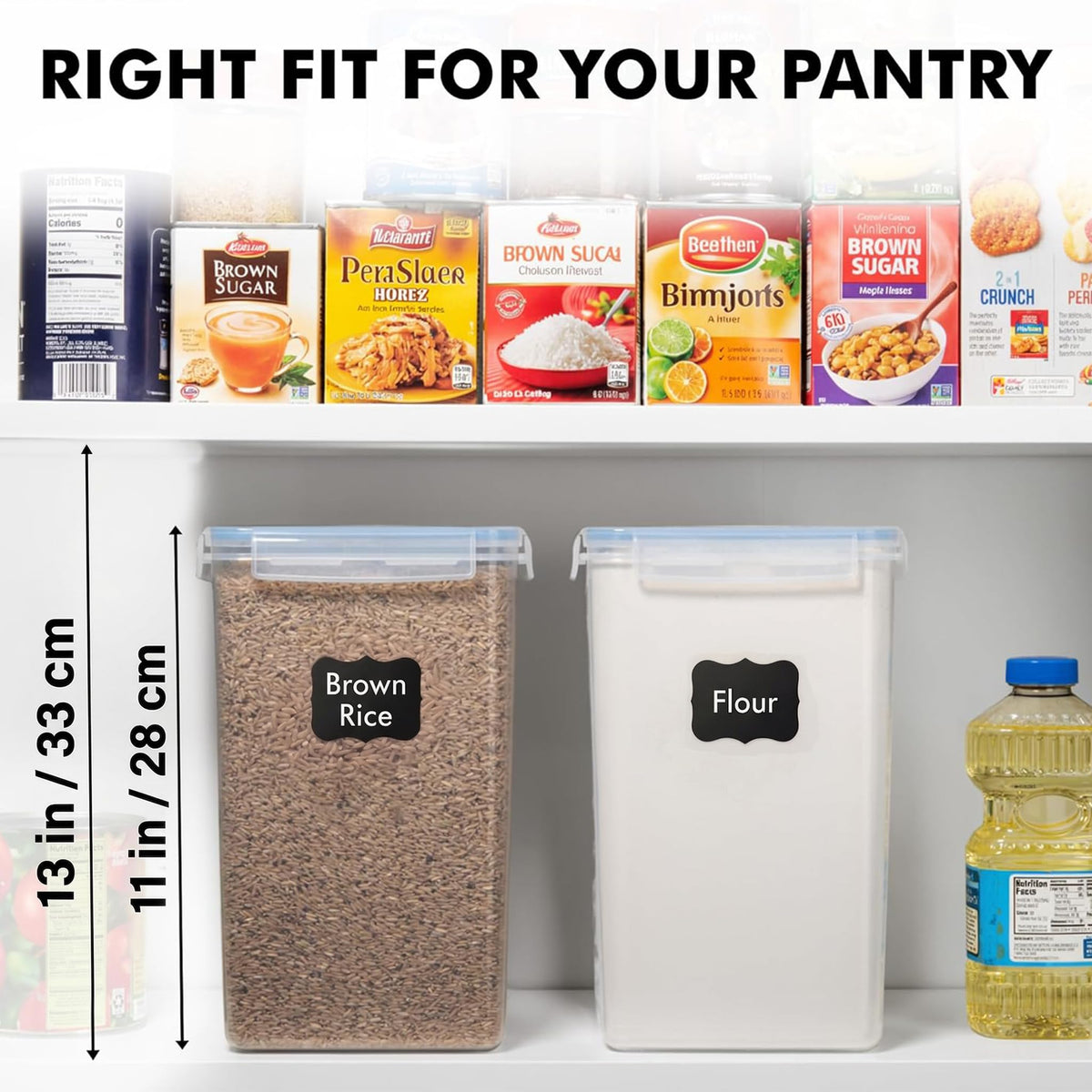 WHITE FEATHER SUPPLIES stackable design saves pantry space and simplifies organization.