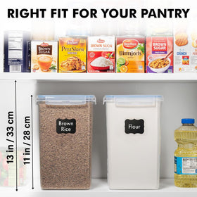 WHITE FEATHER SUPPLIES stackable design saves pantry space and simplifies organization.