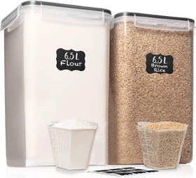 White Feather Supplies two-pack 6.5L containers ready for pantry organization