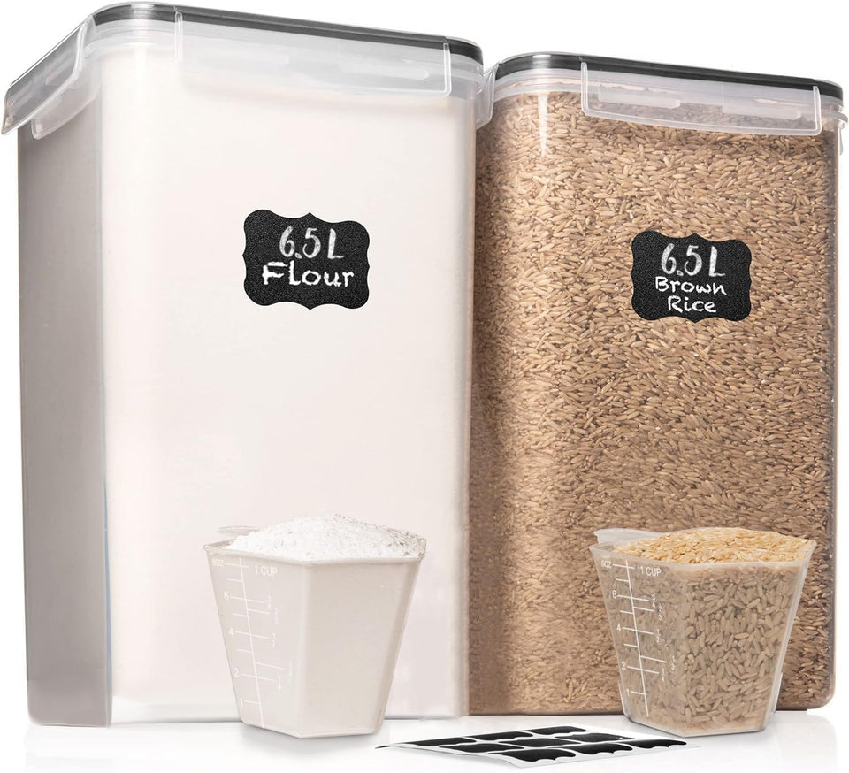 White Feather Supplies two-pack 6.5L containers ready for pantry organization