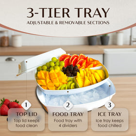 White Oaks Ranch three‑tier platter keeps snacks neatly separated while staying cool